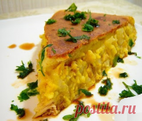Нежный куриный пирог с кукурузой