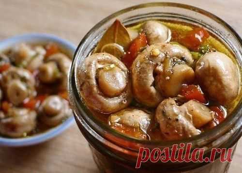 Быстрые маринованные шампиньоны (2 рецепта)
