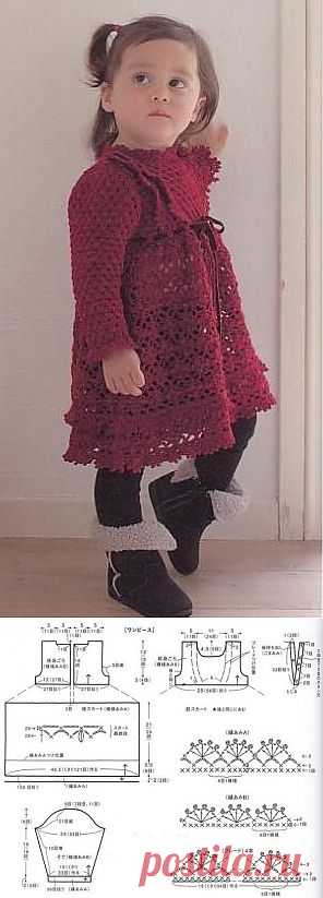Вязание детского платья крючком