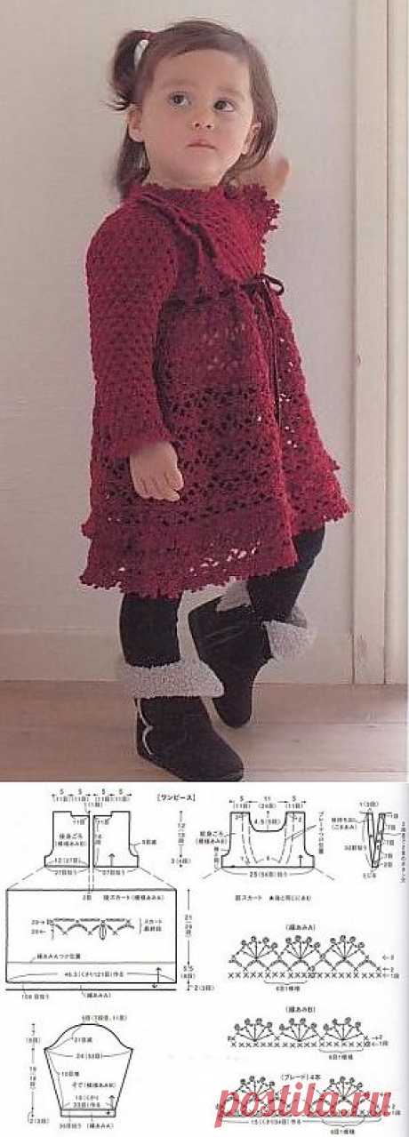 Вязание детского платья крючком