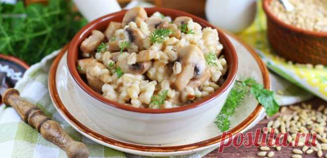 ПЕРЛОВКА С ГРИБАМИ И СЛИВКАМИ