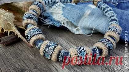 колье из полимерной глины "Jeans" - бусы,колье,колье массивное,колье ручной работы