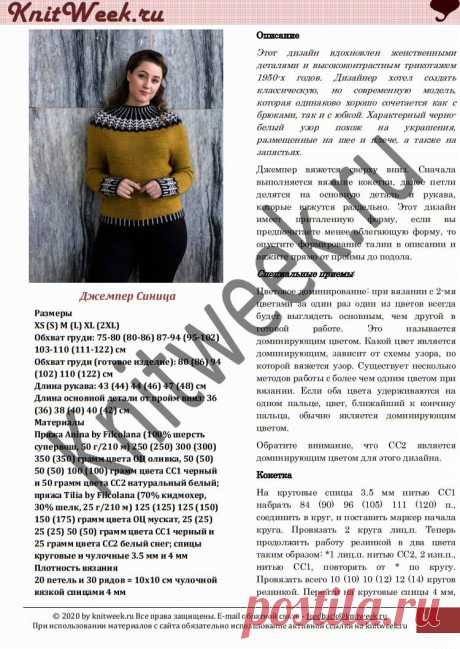 Джемпер Синица с круглой кокеткой