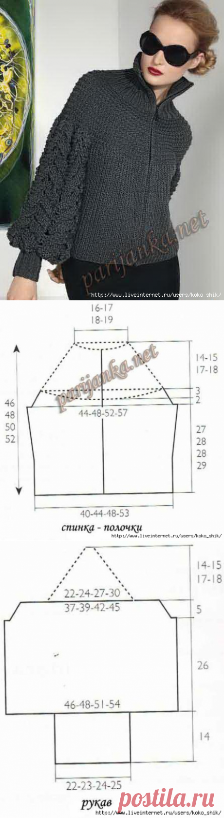 Вязание спицами. Жакет с широкими рукавами с сайта Парижанка. Куртка (ж) 19 Origin4 (Бержер)