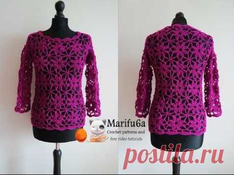 How to crochet easy  pullover sweater top for beginners pattern free tutorial