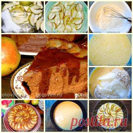 Пирог с грушами и шоколадным соусом