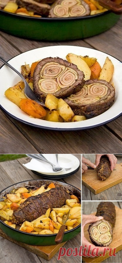 Как приготовить мясной рулет с блинами - рецепт, ингридиенты и фотографии