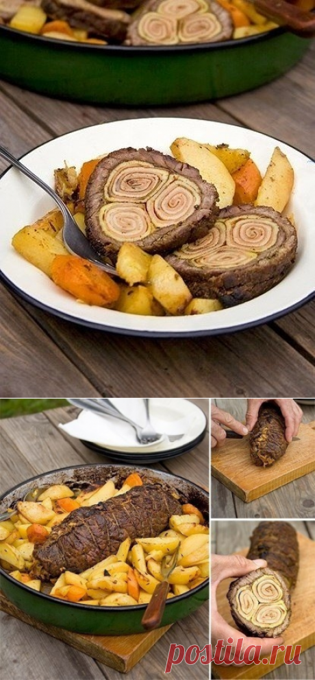 Как приготовить мясной рулет с блинами - рецепт, ингридиенты и фотографии