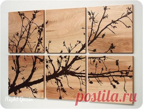(18) Pretty Branches in Bloom Original Wall Art on Wood Grain Panels