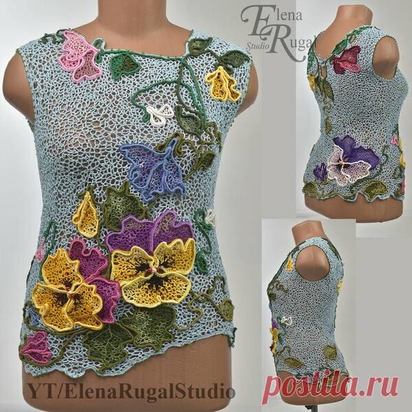 «Связанная по видео кофточка крючком в цветочных мотивах ирландского кружева» — карточка пользователя Лариса Серболина в Яндекс.Коллекциях