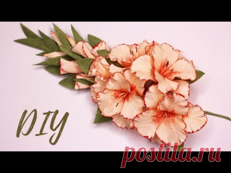 Гладиолусы из гофрированной бумаги / Цветы из бумаги /  DIY Gladiolus from crep paper - YouTube

Сегодня покажу как сделать самые осенние цветы - это гладиолусы. Веточку гладиолусов сделать довольно легко и такими цветами можно украсить любую осеннюю композицию.