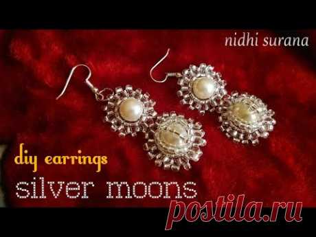 ⚜️Silver Moons, Bridal Earrings ||Pearl & Seed Bead Wedding Aretes Tutorial DIY (0292)