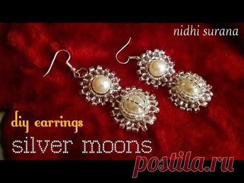 ⚜️Silver Moons, Bridal Earrings ||Pearl & Seed Bead Wedding Aretes Tutorial DIY (0292)