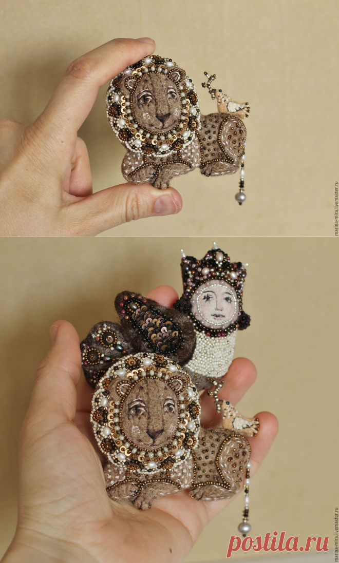 войлочная брошь Лев.брошь.брошь из шерсти брошь из бисера – заказать на Ярмарке Мастеров – 97QJPRU | Брошь-булавка, Реутов