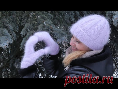 МК Теплая женская шапочка спицами, с 