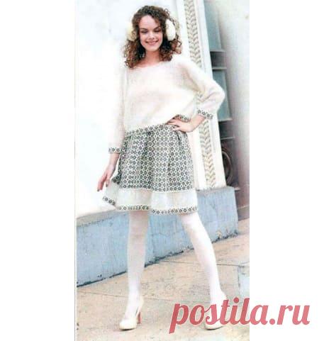 Вязаная юбка спицами. Мода 2018. Схема, выкройка, описание