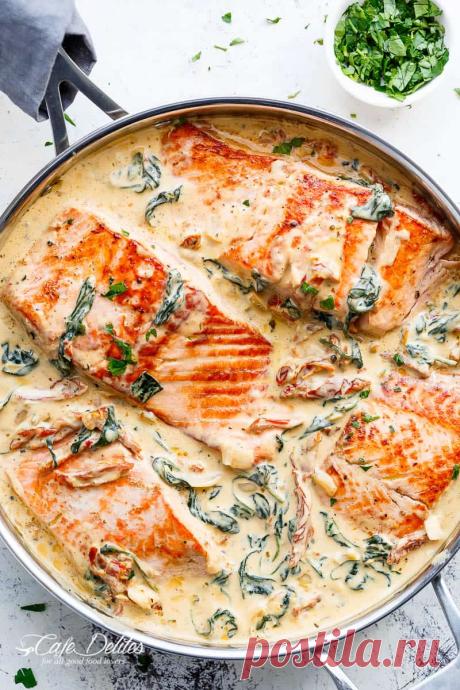 Creamy Garlic Butter Tuscan Salmon (OR FISH) - Cafe Delites