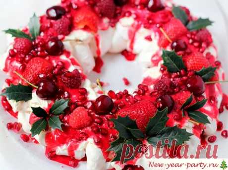 Новогодний торт из безе, фото-рецепт низкокалорийного десерта