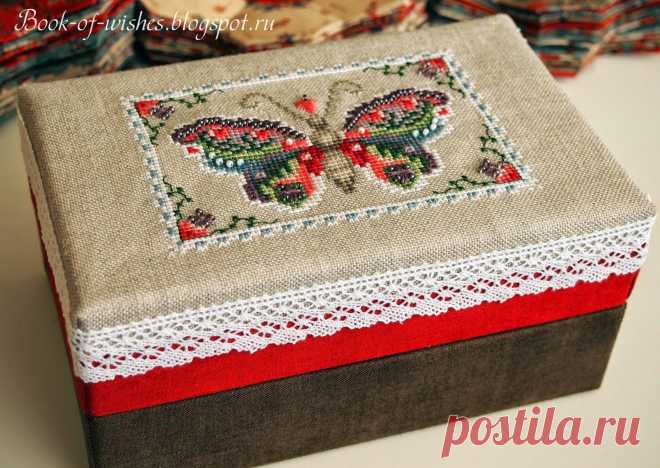 Книжечка желаний: Как обтянуть (обшить) коробку тканью