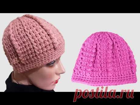 Gorro de Crochê Lindo e fácil!  Com a lã Molet e com fio Urbano 🎥🧶 Para adultos!