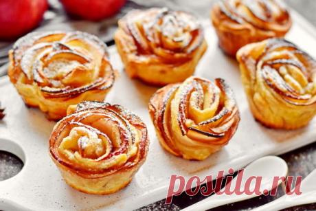 Яблоки + слоёное тесто = нереально красивые «розы» к чаю (идеально, когда хочется вкусненького, а времени нет)