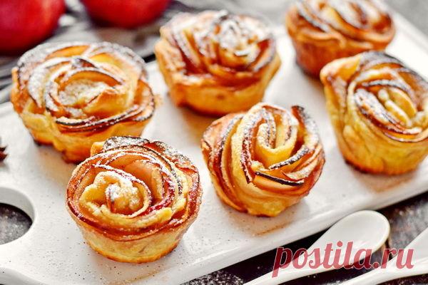 Яблоки + слоёное тесто = нереально красивые «розы» к чаю (идеально, когда хочется вкусненького, а времени нет)