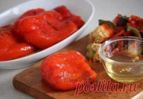 Маринованные печенные перцы с чесноком - лучшая закуска осени!