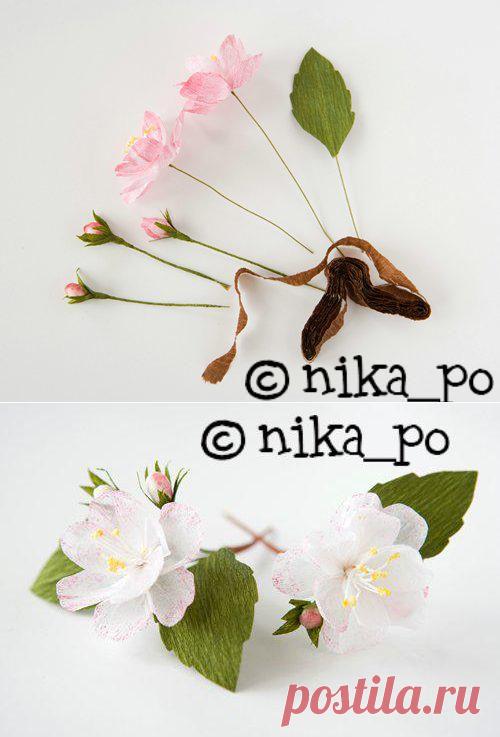 Цветы яблони из креповой бумаги - Ярмарка Мастеров - ручная работа, handmade