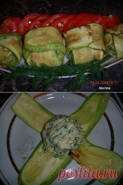 Кабачки с плавленым сыром и зеленью
