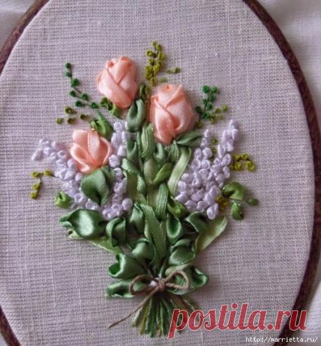 Вышивка лентами «Букет весенних цветов»