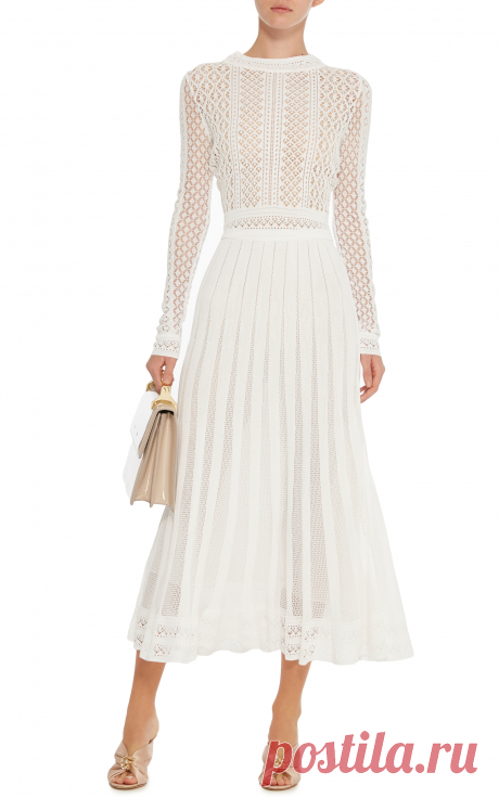 Long Sleeve Jewel Neck Knit Top by Oscar de la Renta | Moda Operandi