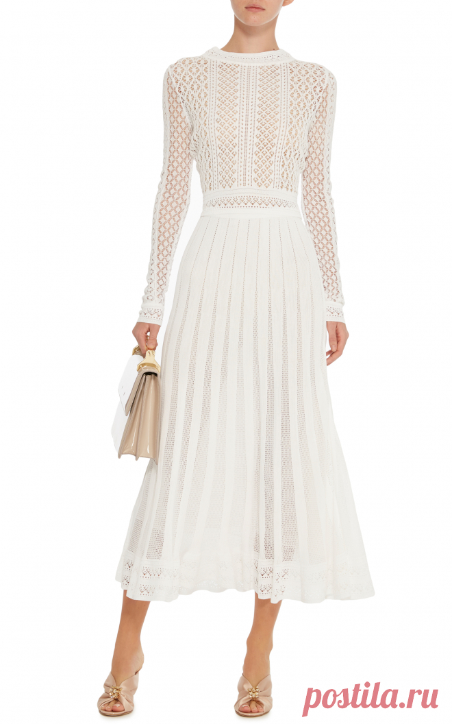 Long Sleeve Jewel Neck Knit Top by Oscar de la Renta | Moda Operandi