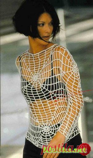 Легкий джемпер "паутина" крючком &raquo; Клубка.Нет - Все о вязании крючком