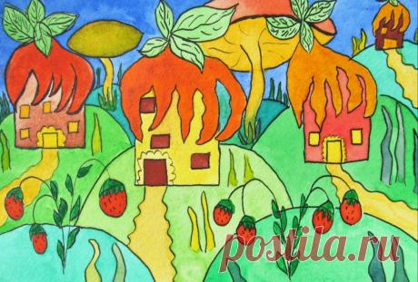 Акварельные серия "Сказочные домики". Размер 14,8 см х 21 см (А5). Иллюстрации выполнены художественными акварельными красками на бумаге для акварели и тушью.