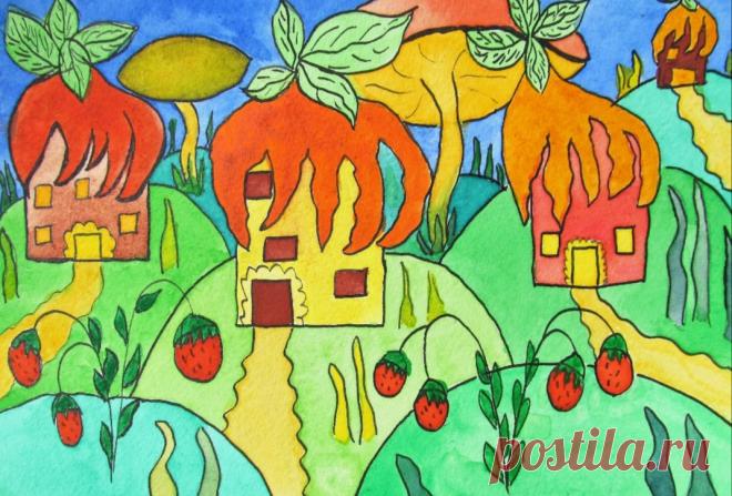 Акварельные серия "Сказочные домики". Размер 14,8 см х 21 см (А5). Иллюстрации выполнены художественными акварельными красками на бумаге для акварели и тушью.