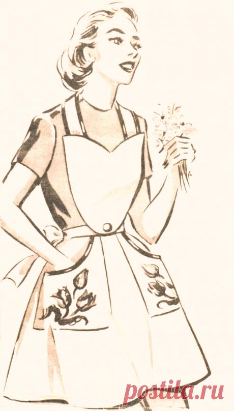 Женский фартук с вышивкой на карманах