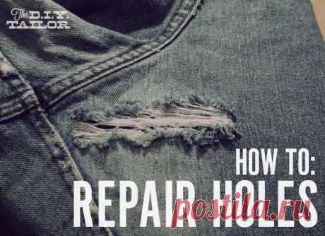 The DIY Tailor: An Easy Way to Fix Holes in Your Jeans and Other Garments | Man Made DIY | Crafts for Men | Keywords: jeans, clothing, hack, denim