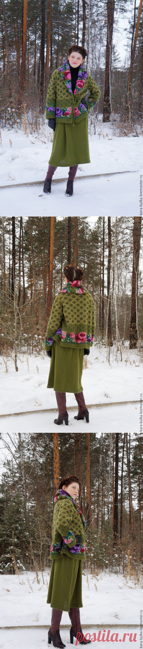 Жакет с розами &quot;Джой&quot; - хаки, жакет с розами, жакет женский, алена барабулька