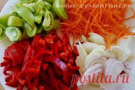 Салат из зеленых помидор на зиму «Цветик семицветик» | Домашний Ресторан