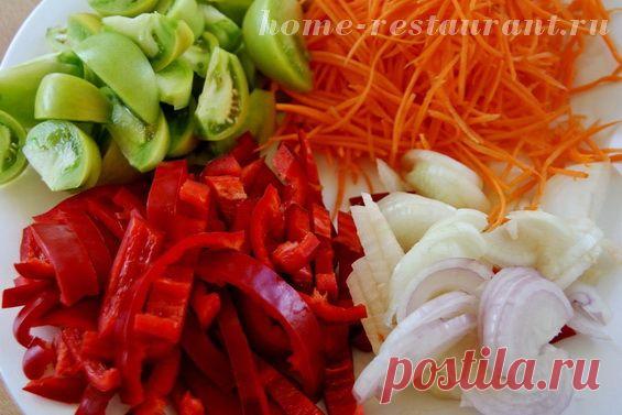 Салат из зеленых помидор на зиму «Цветик семицветик» | Домашний Ресторан