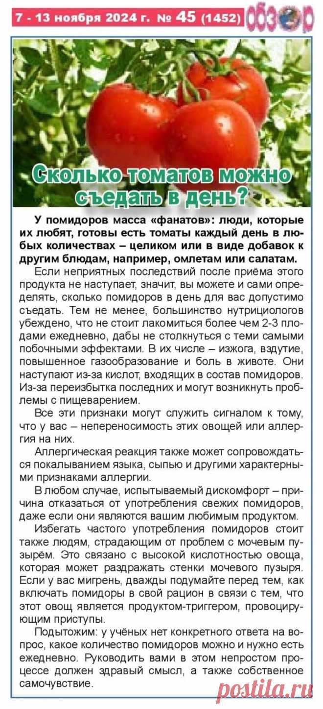 Сколько томатов можно съедать в день