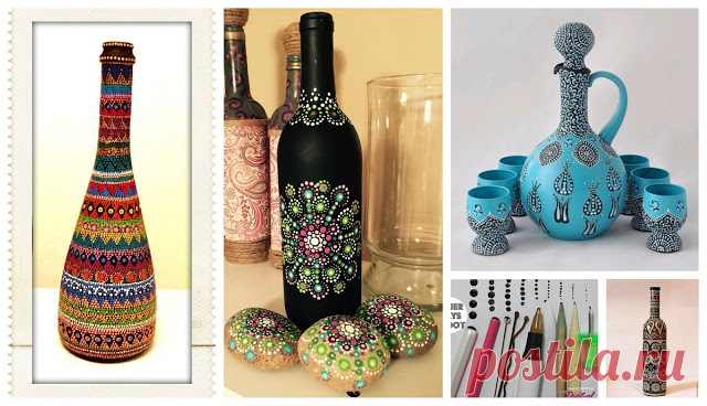Aprende cómo decorar botellas con la técnica del puntillismo ~ Mimundomanual