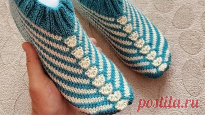 Çok kolay iki renkli dikişsiz iki şiş patik modeli ✅️ #dikişsizikişişpatik ✅️ @Diva Patik