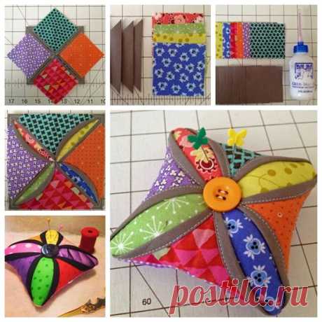 Wonderful DIY Cathedral Window Pincushion