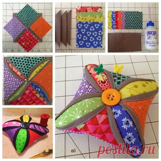 Wonderful DIY Cathedral Window Pincushion