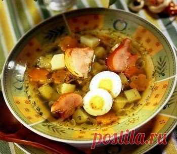 Суп из щавеля с копченой курицей