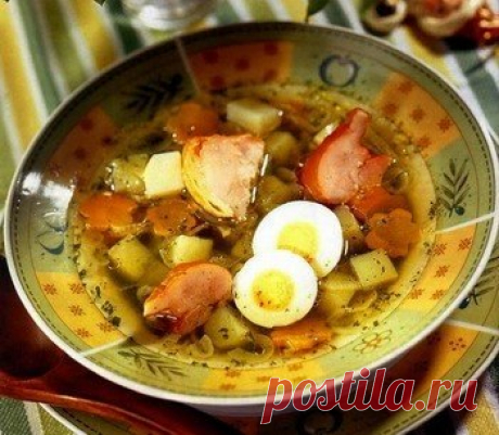 Суп из щавеля с копченой курицей