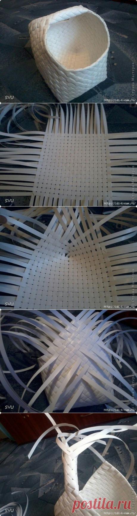 корзинка из упаковочной ленты