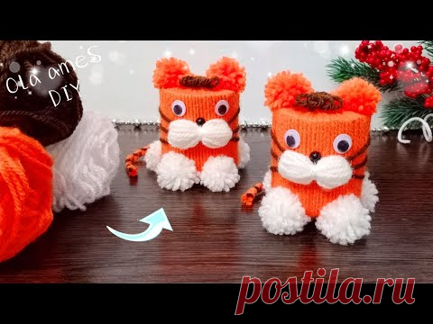 🐯 ТИГР из Пряжи и Втулки 🐯 СИМВОЛ 2022 Легко и Быстро 🐯 Новогодние Украшения - DIY Christmas Decor