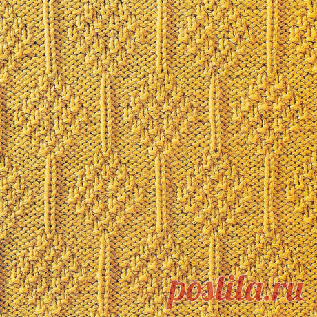 Узор № 71 - рельефные ромбы. Схему вязания и условные обозначения вы сможете увидеть на сайте.